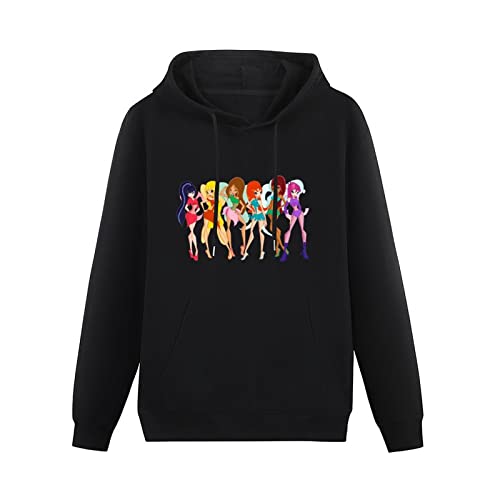 Schlag Winx Club Retro Black Mens Hoodies Unisex Pullover Hoody Black Sweatershirt XXL von Schlag