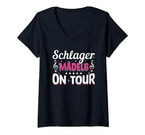 Damen Deutscher Schlager Mädels On Tour T-Shirt mit V-Ausschnitt von Schlager Mädels On Tour