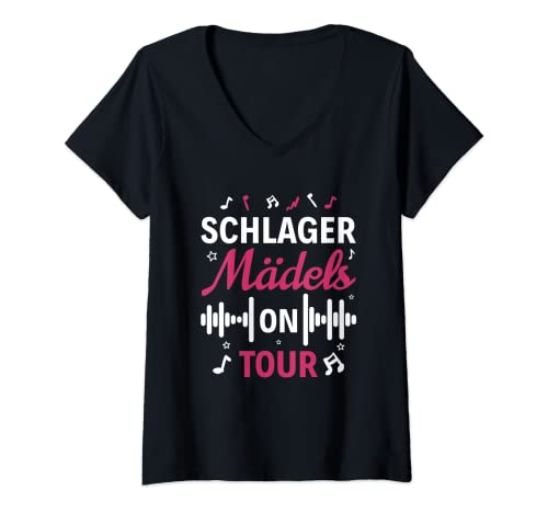 Damen Deutscher Schlager Mädels On Tour T-Shirt mit V-Ausschnitt von Schlager Mädels On Tour