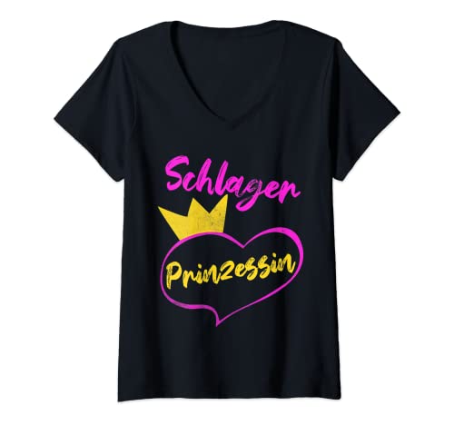 Damen Schlager Prinzessin Musik Schlagerparty Volksmusik Lustiges T-Shirt mit V-Ausschnitt Damen Schlager Prinzessin Musik Schlagerparty Volksmusik Lustiges T-Shirt mit V-Ausschnitt von Schlager Mama Frauen Fun Party Feiern Tanzen Damen