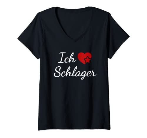 Damen Ich liebe Schlager T-Shirt mit V-Ausschnitt Damen Ich liebe Schlager T-Shirt mit V-Ausschnitt von Schlager-Musik Apparel Co.