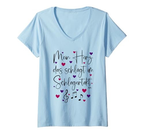 Damen Mein Herz, das schlägt im Schlagertakt Schlager Outfit Damen T-Shirt mit V-Ausschnitt Damen Mein Herz, das schlägt im Schlagertakt Schlager Outfit Damen T-Shirt mit V-Ausschnitt von Schlager Outfit Damen Schlagerparty Outfit Frauen