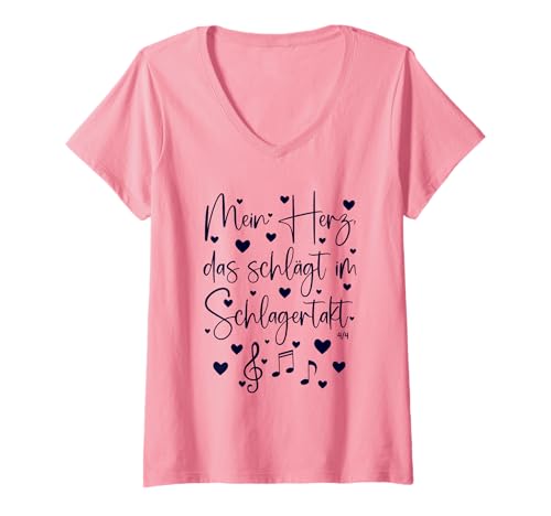 Damen Mein Herz, das schlägt im Schlagertakt Schlager Outfit Damen T-Shirt mit V-Ausschnitt Damen Mein Herz, das schlägt im Schlagertakt Schlager Outfit Damen T-Shirt mit V-Ausschnitt von Schlager Outfit Damen Schlagerparty Outfit Frauen