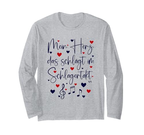 Schlager Outfit Damen Mein Herz, das schlägt im Schlagertakt Langarmshirt Schlager Outfit Damen Mein Herz, das schlägt im Schlagertakt Langarmshirt von Schlager Outfit Damen Schlagerparty Outfit Frauen