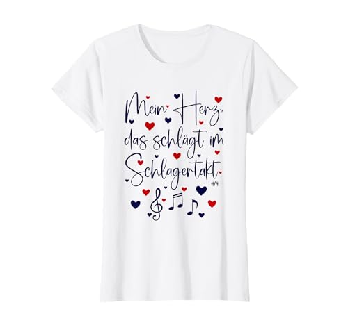 Schlager Outfit Damen Mein Herz, das schlägt im Schlagertakt T-Shirt von Schlager Outfit Damen Schlagerparty Outfit Frauen