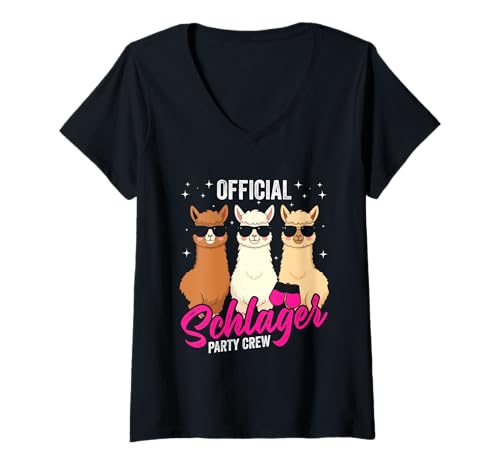 Damen OFFICIAL Schlager Party Crew T-Shirt mit V-Ausschnitt Damen OFFICIAL Schlager Party Crew T-Shirt mit V-Ausschnitt von Schlager Party Crew Bekleidung