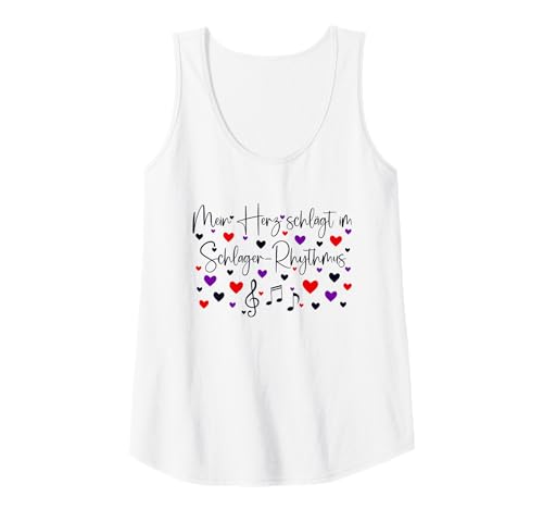 Damen Mein Herz schlägt im Schlager-Rhythmus Schlager Party Outfit Tank Top Damen Mein Herz schlägt im Schlager-Rhythmus Schlager Party Outfit Tank Top von Schlager Party Outfit Damen - Geschenke für Frauen