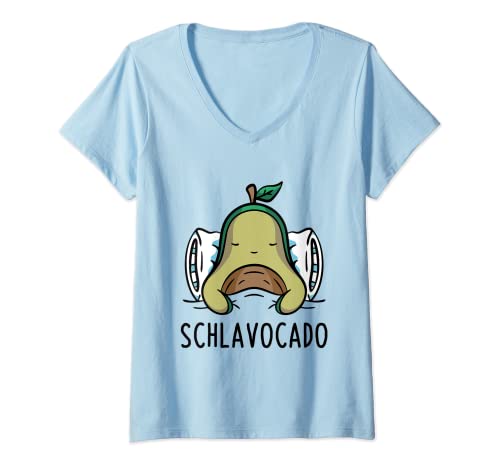 Damen Schlavocado Avocado Pyjama Schlafanzug Schlaf T-Shirt mit V-Ausschnitt von Schlavocado Avocado Schlafkleidung Geschenke