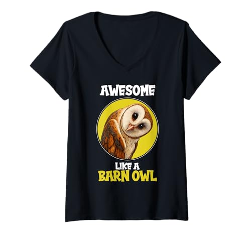 Damen Schleiereulen Schleiereule T-Shirt mit V-Ausschnitt Damen Schleiereulen Schleiereule T-Shirt mit V-Ausschnitt von Schleiereulen Schleiereule Tier Shop