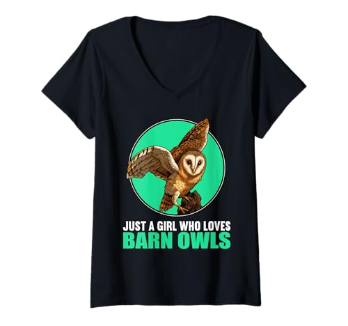 Damen Schleiereulen Schleiereule T-Shirt mit V-Ausschnitt Damen Schleiereulen Schleiereule T-Shirt mit V-Ausschnitt von Schleiereulen Schleiereule Tier Shop