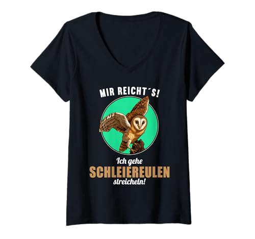 Damen Schleiereulen Schleiereule T-Shirt mit V-Ausschnitt Damen Schleiereulen Schleiereule T-Shirt mit V-Ausschnitt von Schleiereulen Schleiereule Tier Shop
