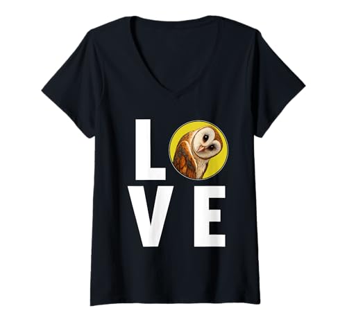 Damen Schleiereulen Schleiereule T-Shirt mit V-Ausschnitt Damen Schleiereulen Schleiereule T-Shirt mit V-Ausschnitt von Schleiereulen Schleiereule Tier Shop