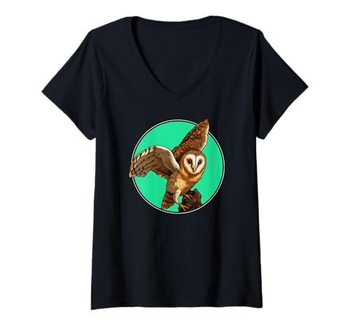 Damen Schleiereulen Schleiereule T-Shirt mit V-Ausschnitt Damen Schleiereulen Schleiereule T-Shirt mit V-Ausschnitt von Schleiereulen Schleiereule Tier Shop