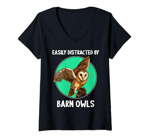 Damen Schleiereulen Schleiereule T-Shirt mit V-Ausschnitt von Schleiereulen Schleiereule Tier Shop