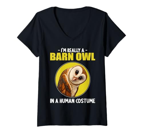 Damen Schleiereulen Schleiereule T-Shirt mit V-Ausschnitt von Schleiereulen Schleiereule Tier Shop