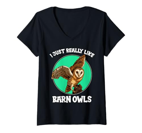 Damen Schleiereulen Schleiereule T-Shirt mit V-Ausschnitt Damen Schleiereulen Schleiereule T-Shirt mit V-Ausschnitt von Schleiereulen Schleiereule Tier Shop