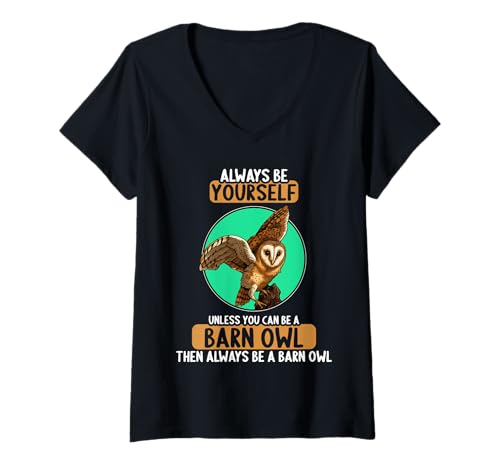 Damen Schleiereulen Schleiereule T-Shirt mit V-Ausschnitt Damen Schleiereulen Schleiereule T-Shirt mit V-Ausschnitt von Schleiereulen Schleiereule Tier Shop