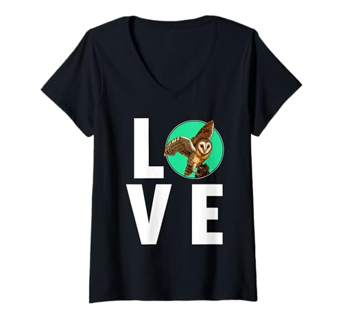 Damen Schleiereulen Schleiereule T-Shirt mit V-Ausschnitt Damen Schleiereulen Schleiereule T-Shirt mit V-Ausschnitt von Schleiereulen Schleiereule Tier Shop