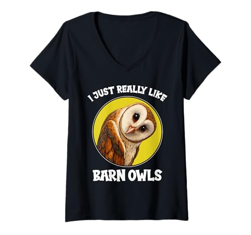 Damen Schleiereulen Schleiereule T-Shirt mit V-Ausschnitt Damen Schleiereulen Schleiereule T-Shirt mit V-Ausschnitt von Schleiereulen Schleiereule Tier Shop