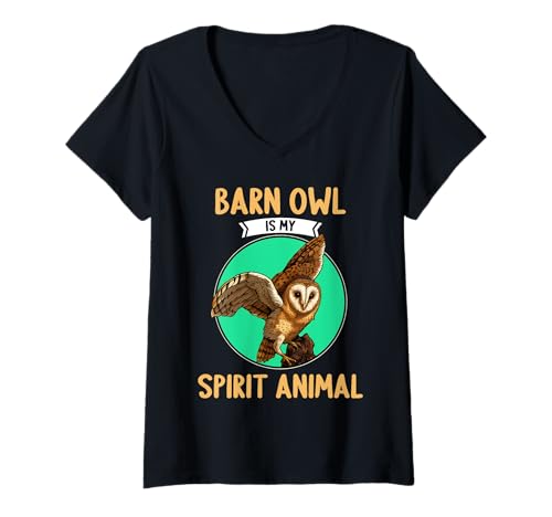Damen Schleiereulen Schleiereule T-Shirt mit V-Ausschnitt Damen Schleiereulen Schleiereule T-Shirt mit V-Ausschnitt von Schleiereulen Schleiereule Tier Shop