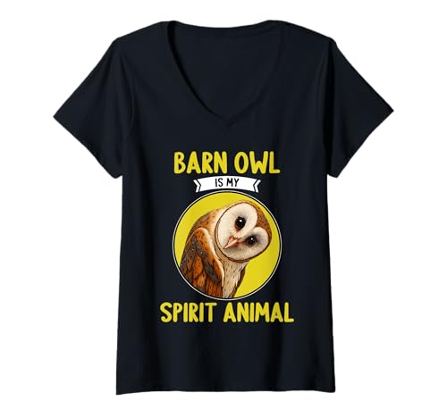 Damen Schleiereulen Schleiereule T-Shirt mit V-Ausschnitt Damen Schleiereulen Schleiereule T-Shirt mit V-Ausschnitt von Schleiereulen Schleiereule Tier Shop