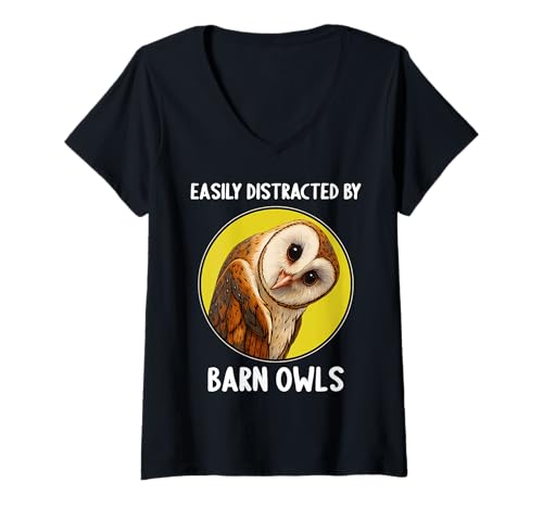 Damen Schleiereulen Schleiereule T-Shirt mit V-Ausschnitt Damen Schleiereulen Schleiereule T-Shirt mit V-Ausschnitt von Schleiereulen Schleiereule Tier Shop
