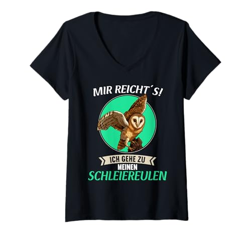 Damen Schleiereulen Schleiereule T-Shirt mit V-Ausschnitt Damen Schleiereulen Schleiereule T-Shirt mit V-Ausschnitt von Schleiereulen Schleiereule Tier Shop