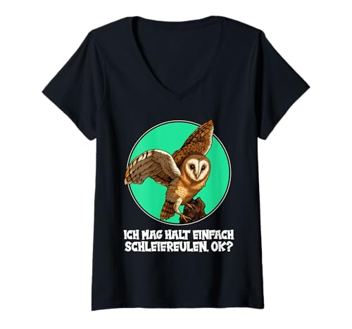 Damen Schleiereulen Schleiereule T-Shirt mit V-Ausschnitt von Schleiereulen Schleiereule Tier Shop
