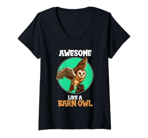 Damen Schleiereulen Schleiereule T-Shirt mit V-Ausschnitt Damen Schleiereulen Schleiereule T-Shirt mit V-Ausschnitt von Schleiereulen Schleiereule Tier Shop