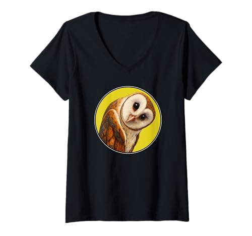 Damen Schleiereulen Schleiereule T-Shirt mit V-Ausschnitt von Schleiereulen Schleiereule Tier Shop