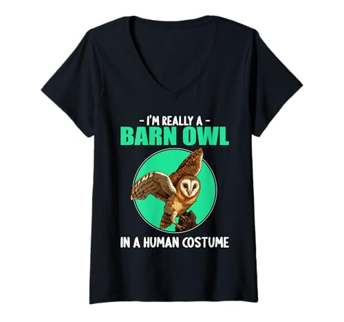 Damen Schleiereulen Schleiereule T-Shirt mit V-Ausschnitt Damen Schleiereulen Schleiereule T-Shirt mit V-Ausschnitt von Schleiereulen Schleiereule Tier Shop