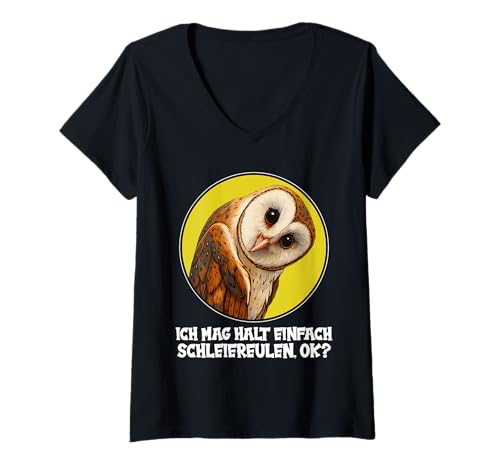 Damen Schleiereulen Schleiereule T-Shirt mit V-Ausschnitt von Schleiereulen Schleiereule Tier Shop