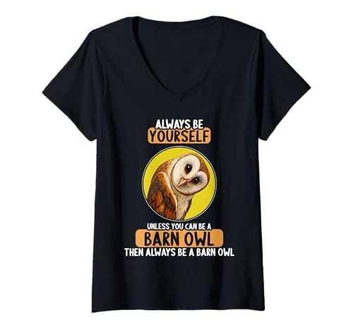 Damen Schleiereulen Schleiereule T-Shirt mit V-Ausschnitt Damen Schleiereulen Schleiereule T-Shirt mit V-Ausschnitt von Schleiereulen Schleiereule Tier Shop