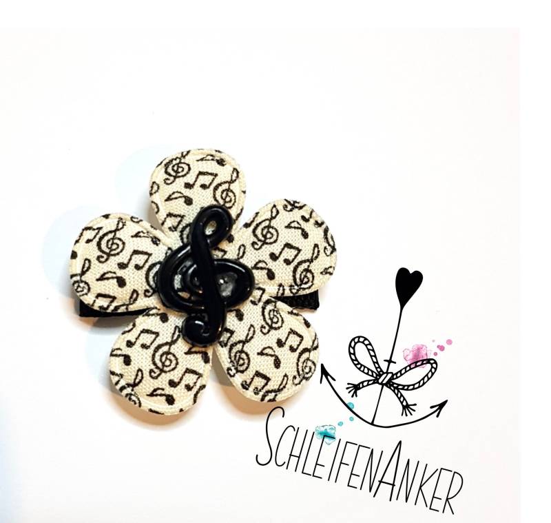 Baby Haarspange, Kleinkind Haar Clip - Blümchen Mit Musiknoten Und Notenschlüssel Baby Haarspange, Kleinkind Haar Clip - Blümchen Mit Musiknoten Und Notenschlüssel von SchleifenAnker