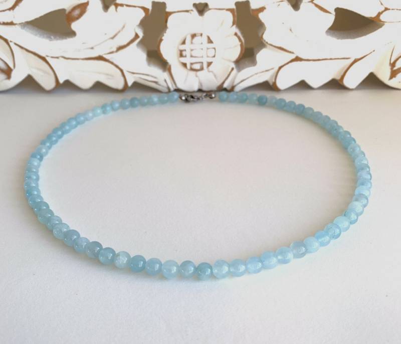 Aquamarin Ab in Einem Faszinierenden Hellblau, Kette Aus Perlen 6mm - Natürlich Ungefärbt von SchlesierDesigns