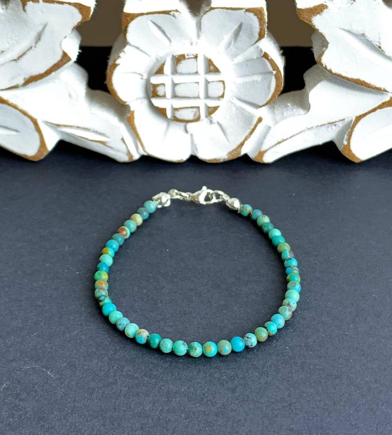 Armband Aus Echtem Türkis; Natürliche Ungefärbte 3, 5 Mm-Perlen - Kein Gefärbter Howlith Etc von SchlesierDesigns