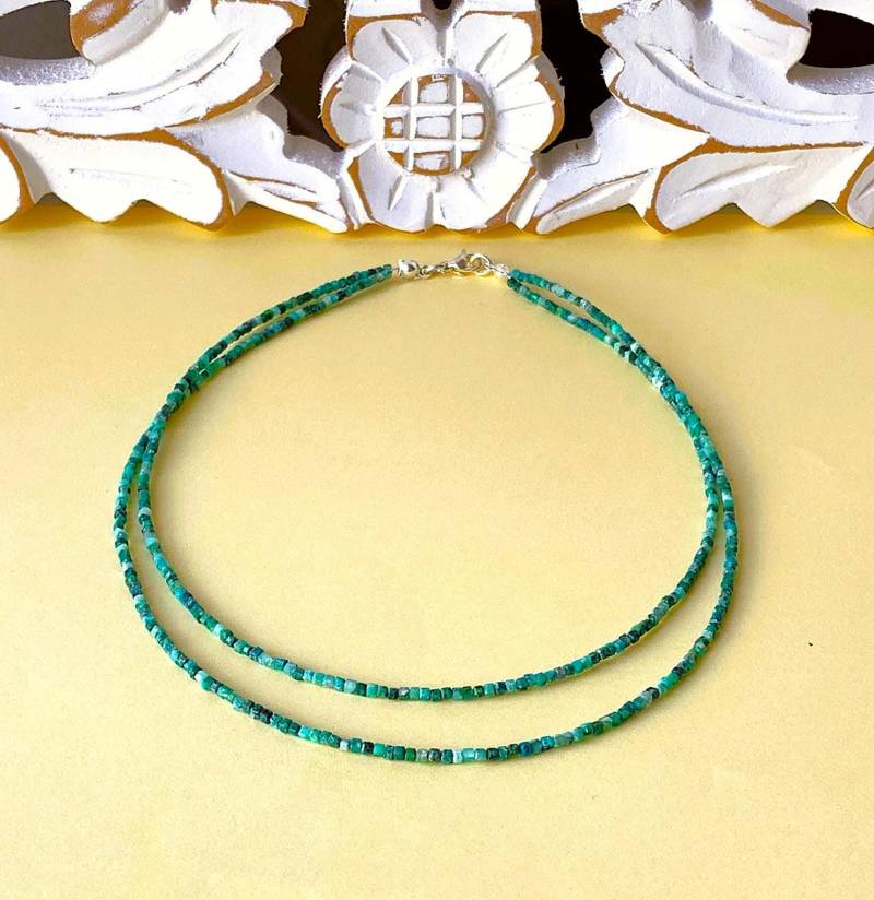Chrysokoll Aa | Fundort Usa Kleine Glitzernde Geschliffene Würfel 2x2x2mm, Natürlich Ungefärbt; Zweireihig - Chrysokoll Aa | Fundort Usa Kleine Glitzernde Geschliffene Würfel 2x2x2mm, Natürlich Ungefärbt; Zweireihig - von SchlesierDesigns