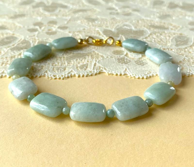 Jadeit Aus Burma | Myanmar Perlen 14.5x10.5x6mm Als Armband - Elastisch Oder Mit Verschluss von SchlesierDesigns