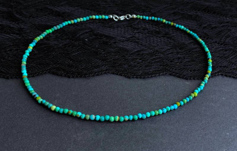 Kette Aus Türkis | Fundort Usa; Natürliche Ungefärbte Perlen 3mm - Kein Gefärbter Howlith Etc von SchlesierDesigns