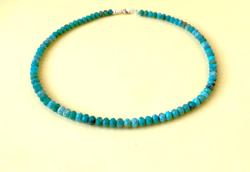 Kette Aus Türkis Fundort Hubei; Natürliche & Ungefärbte Rondelle 6x4, 5mm Facettiert - Kein Gefärbter Howlith Etc von SchlesierDesigns