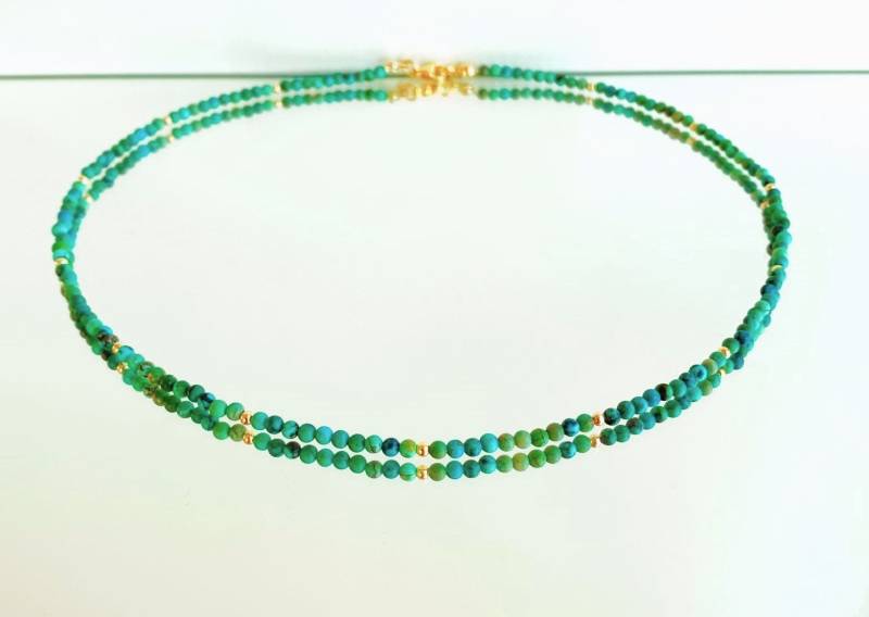 Kette Aus Türkis | Kein Gefärbter Howlith Etc.; Ungefärbte 3mm-Perlen Mit Miniperlen von SchlesierDesigns