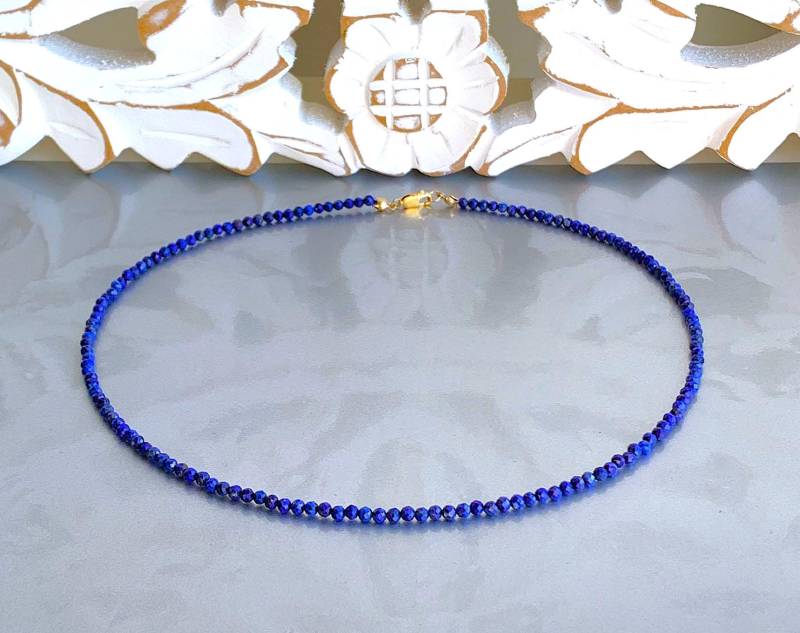 Lapislazuli Aaa 3mm-Perlen Mit Facetten | Natürlich Ungefärbt Als Kette von SchlesierDesigns