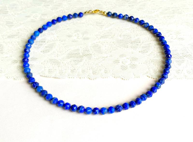 Lapislazuli A 6 -7mm-Perlen Im Sternschliff | Natürlich Ungefärbt Als Besondere Lapislazuli-Kette - von SchlesierDesigns