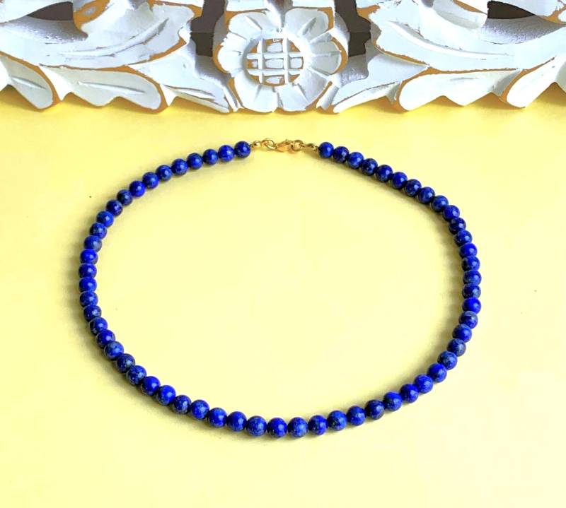 Lapislazuli Ab 6mm-Perlen Rund | Natürlich Ungefärbt Als Kette von SchlesierDesigns