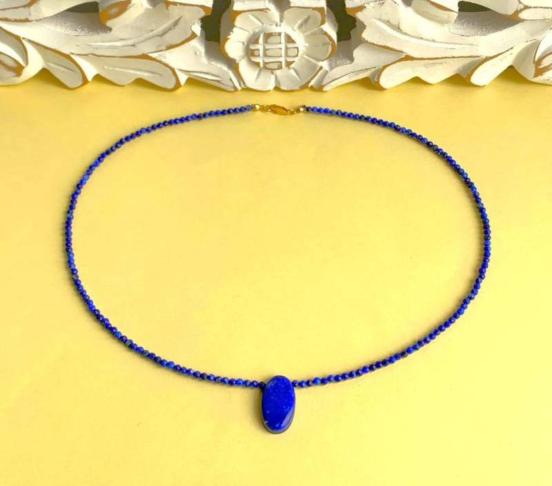 Lapislazuli Aa 3mm-Perlen Mit Facetten | Natürlich Ungefärbt Und Ein Lapislazuli-Oval Aaa von SchlesierDesigns