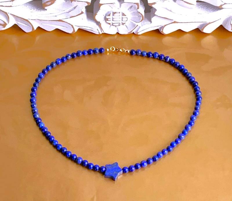 Lapislazuli Ab 6mm-Perlen Rund | Natürlich Ungefärbt Mit Lapislazuli-stern Als Kette Lapislazuli Ab 6mm-Perlen Rund | Natürlich Ungefärbt Mit Lapislazuli-stern Als Kette von SchlesierDesigns