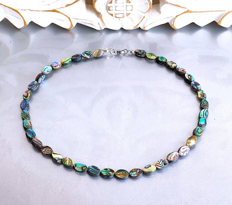 Paua Abalone | Natürliches Perlmutt Von Seeohren Oval 10x6x3mm Bunt Irisierend - von SchlesierDesigns