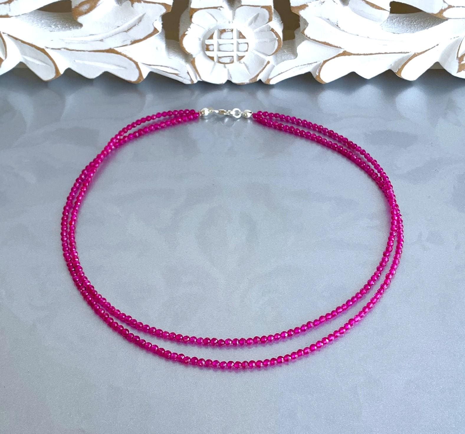 Rubin 3mm Mit Facetten Zweireihige Kette von SchlesierDesigns