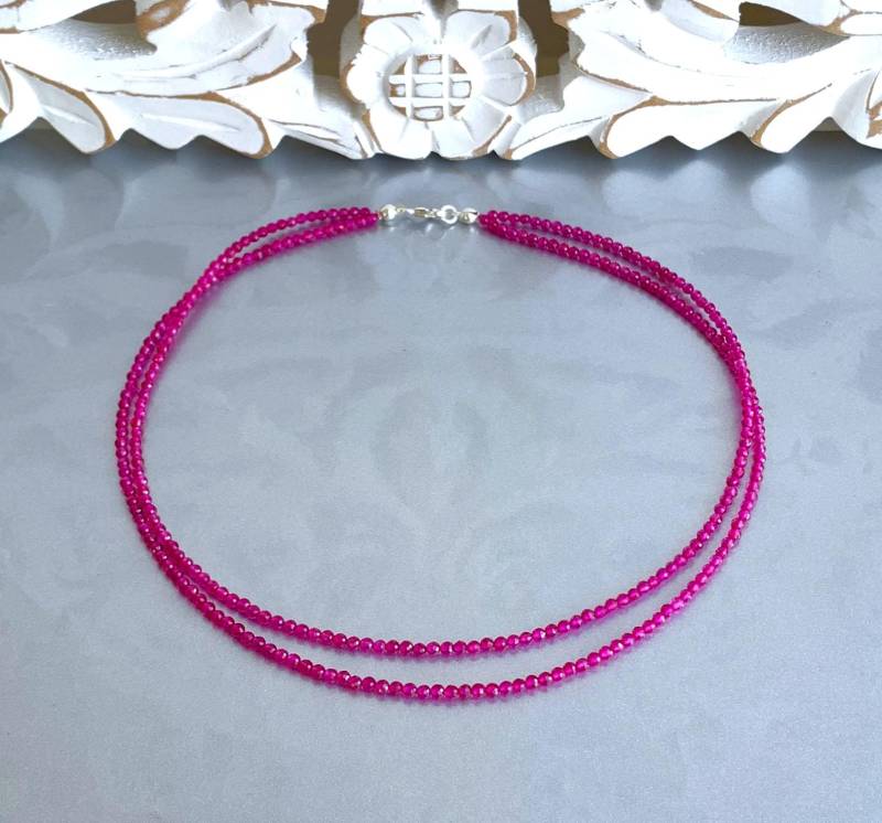 Rubin 3mm Mit Facetten Zweireihige Kette von SchlesierDesigns