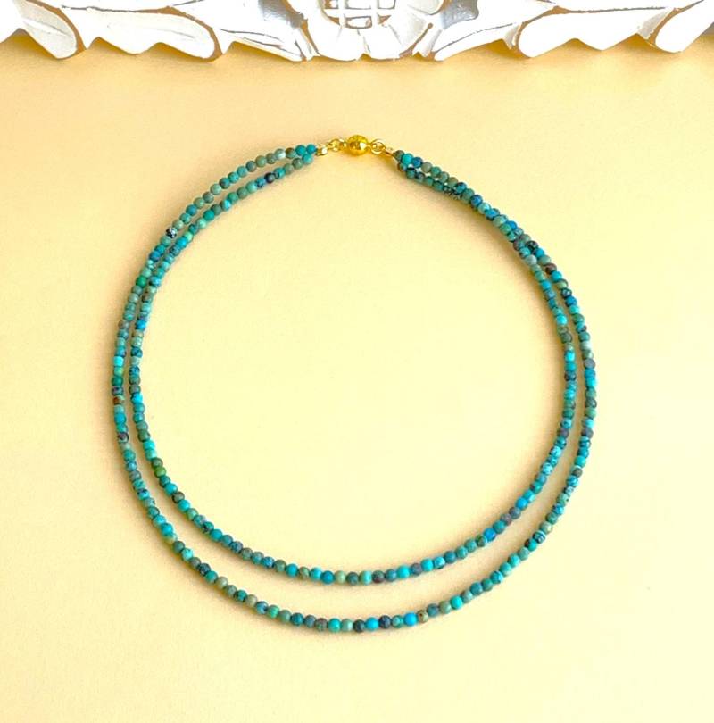 Zweireihige Kette Aus Türkis | Fundort Usa; Natürliche Ungefärbte Perlen 3mm - Kein Gefärbter Howlith Etc von SchlesierDesigns